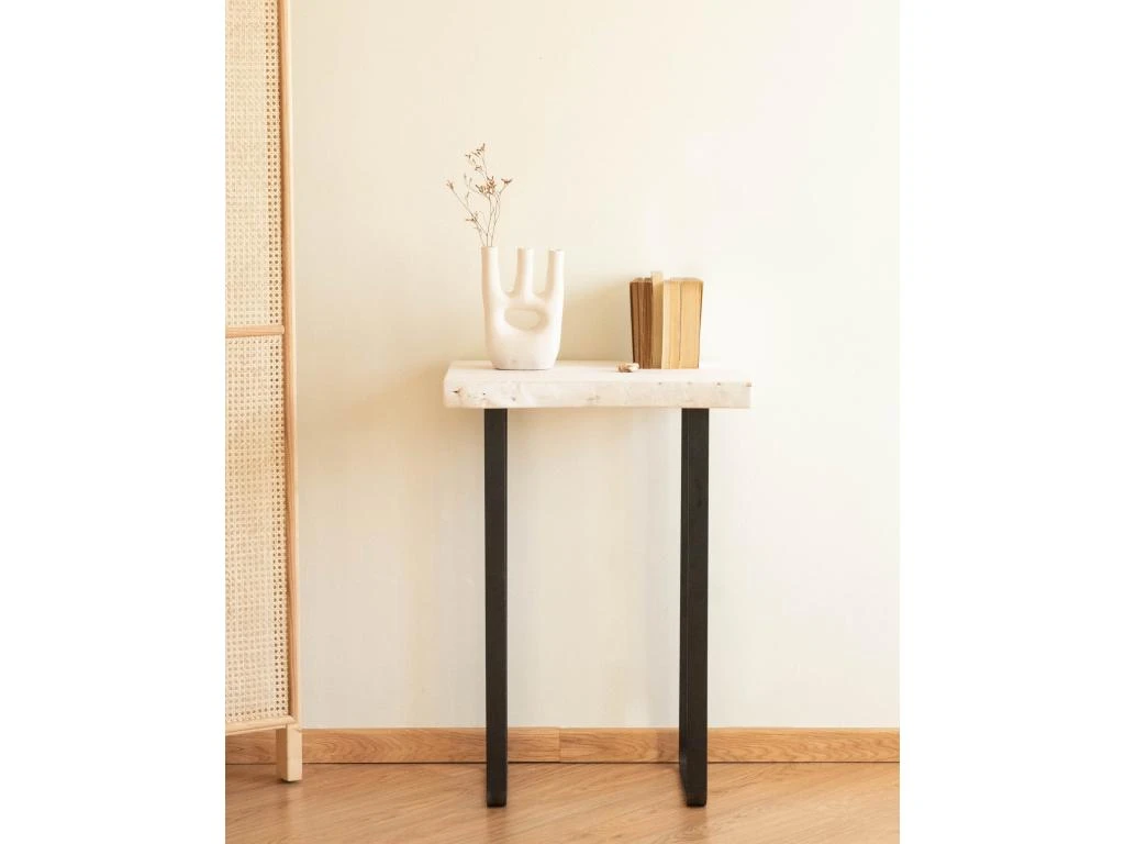 Meuble D'entrée En Bois En Couleur Blanc Vieilli 60 Cm 5 Meuble D'entrée En Bois En Couleur Blanc Vieilli 60 Cm – Image 3