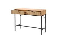 Console 2 Tiroirs Façade Effet Bois Rainuré Tara - L100 X H80 Cm -Electroménager Soldes console 22248483