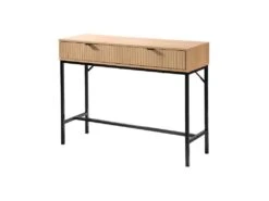 Console 2 Tiroirs Façade Effet Bois Rainuré Tara - L100 X H80 Cm -Electroménager Soldes console 22248487
