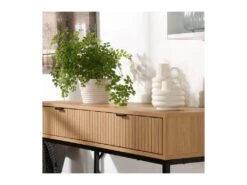 Console 2 Tiroirs Façade Effet Bois Rainuré Tara - L100 X H80 Cm -Electroménager Soldes console 22248491