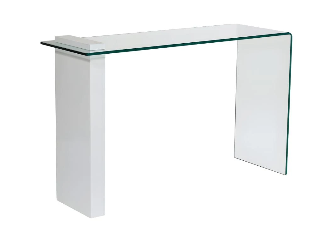 Console MANDY - Verre Courbé & MDF Laqué Blanc 7 Console MANDY - Verre Courbé & MDF Laqué Blanc – Image 5