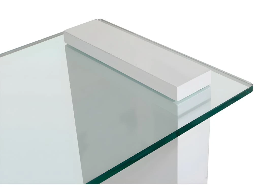 Console MANDY - Verre Courbé & MDF Laqué Blanc 10 Console MANDY - Verre Courbé & MDF Laqué Blanc – Image 8