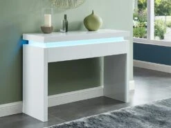 Console EMERSON II - LEDs - 2 Tiroirs - MDF Laqué Blanc -Electroménager Soldes console 379817