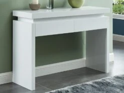 Console EMERSON II - LEDs - 2 Tiroirs - MDF Laqué Blanc -Electroménager Soldes console 379821