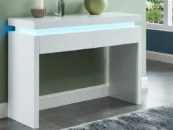 Console EMERSON II - LEDs - 2 Tiroirs - MDF Laqué Blanc