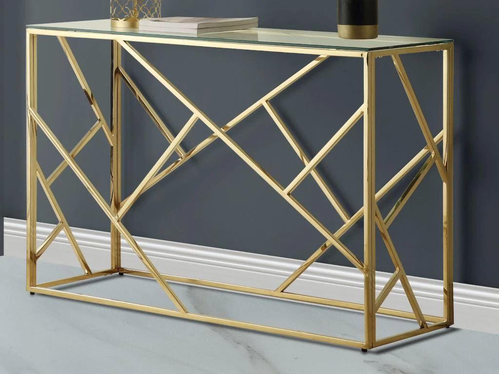 Console ATHENA De Pascal MORABITO - Verre Trempé Et Acier - Doré 3 Console ATHENA De Pascal MORABITO - Verre Trempé Et Acier - Doré