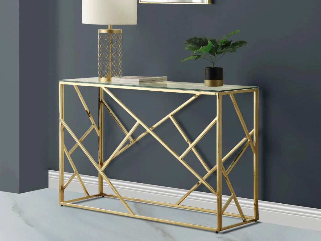 Console ATHENA De Pascal MORABITO - Verre Trempé Et Acier - Doré 4 Console ATHENA De Pascal MORABITO - Verre Trempé Et Acier - Doré – Image 2