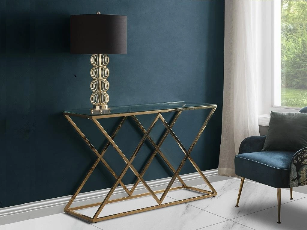 Console CHARLOTTE De Pascal MORABITO - Verre Trempé Et Acier - Doré 4 Console CHARLOTTE De Pascal MORABITO - Verre Trempé Et Acier - Doré – Image 2