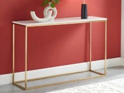 Console Design ARETHA - Marbre Et Métal - Blanc Et Doré De Pascal MORABITO -Electroménager Soldes console 426461