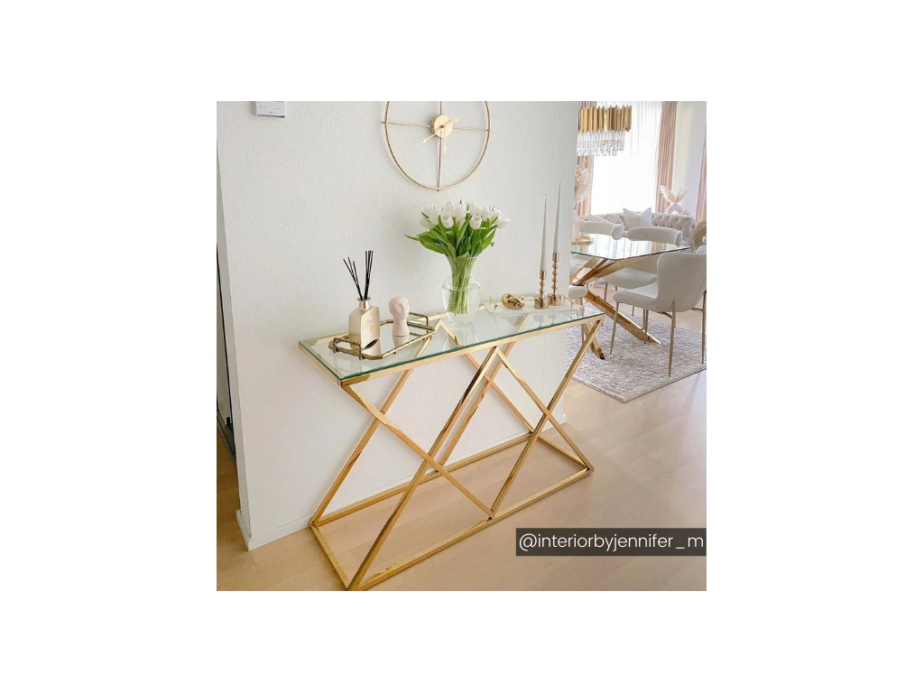 Console CHARLOTTE De Pascal MORABITO - Verre Trempé Et Acier - Doré 8 Console CHARLOTTE De Pascal MORABITO - Verre Trempé Et Acier - Doré – Image 6