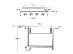 Plancha Au Gaz MÉRIDA 4 Brûleurs + Chariot - HAPPY GARDEN -Electroménager Soldes cuisine exterieure 10068205