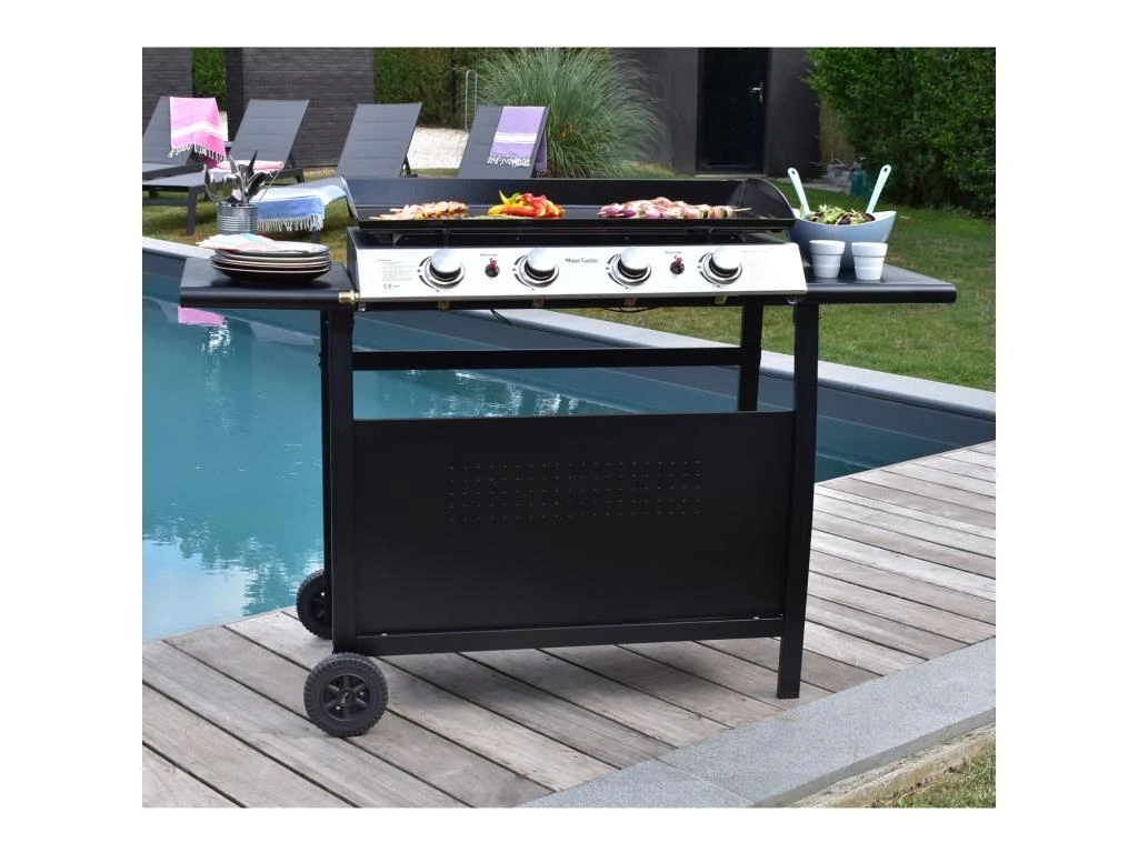 Plancha Au Gaz VALENCIA - 4 Brûleurs 10kW + Chariot - HAPPY GARDEN 7 Plancha Au Gaz VALENCIA - 4 Brûleurs 10kW + Chariot - HAPPY GARDEN – Image 5