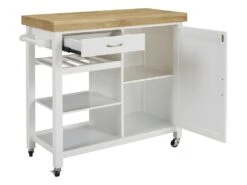 Desserte De Cuisine à Roulettes SKYLER - 1 Porte & 1 Tiroir - Hévéa -Electroménager Soldes desserte 298441