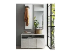 Meuble D'entrée Vestiaire Blanc Laqué Brillant - TICATO