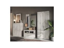 Armoire De Vestiaire 2 Portes Pin Blanc - MATERA -Electroménager Soldes dressing et vestiaire 11124557
