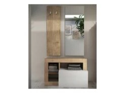 Meuble D'entrée Vestiaire Chêne Naturel/Blanc Laqué - ISCHIA