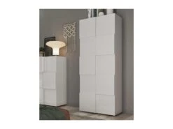 Armoire De Vestiaire 2 Portes Blanc Laqué Brillant - TICATO