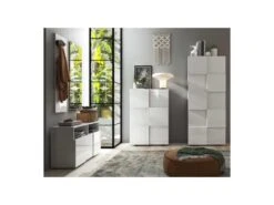 Armoire De Vestiaire 2 Portes Blanc Laqué Brillant - TICATO -Electroménager Soldes dressing et vestiaire 11124597