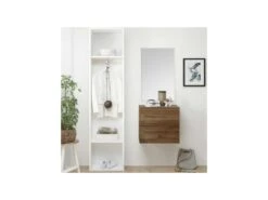 Meuble D'entrée Noyer + Miroir + Vestiaire - SCOPELLO