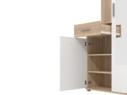 Vestiaire Avec 3 Portes, 1 Tiroir Et 1 Miroir - Naturel Et Blanc - CAMOLA -Electroménager Soldes dressing et vestiaire 11153999