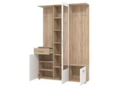 Vestiaire Avec 3 Portes, 1 Tiroir Et 1 Miroir - Naturel Et Blanc - CAMOLA -Electroménager Soldes dressing et vestiaire 11154011