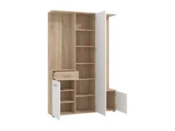 Vestiaire Avec 3 Portes, 1 Tiroir Et 1 Miroir - Naturel Et Blanc - CAMOLA -Electroménager Soldes dressing et vestiaire 11154015