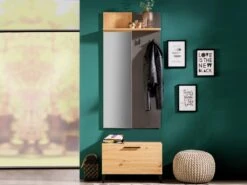 Vestiaire Avec 1 Porte, 1 étagère Et 1 Miroir - Naturel Et Gris - YADINA