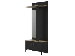 Meuble D'entrée Noir 2 Portes Et Un Miroir - Fabrication Française -Electroménager Soldes dressing et vestiaire 11433469
