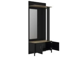 Meuble D'entrée Noir 2 Portes Et Un Miroir - Fabrication Française -Electroménager Soldes dressing et vestiaire 11433471