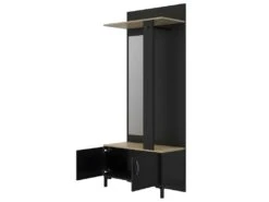 Meuble D'entrée Noir 2 Portes Et Un Miroir - Fabrication Française -Electroménager Soldes dressing et vestiaire 11433473
