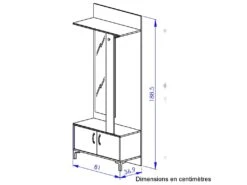 Meuble D'entrée Noir 2 Portes Et Un Miroir - Fabrication Française -Electroménager Soldes dressing et vestiaire 11433475