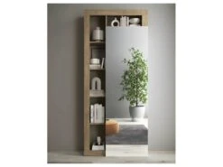 Armoire De Vestiaire 1 Porte Miroir Chêne Naturel - ISCHIA