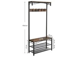 HASERI - Porte-manteaux Style Industriel Couloir - 178.5x80x30 Cm - Assise - Meuble D'entrée -Electroménager Soldes dressing et vestiaire 12447273