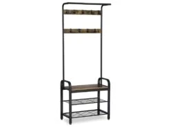 HASERO - Porte-manteaux Style Industriel Couloir - 183x72x33.7 Cm - Assise - Meuble D'entrée