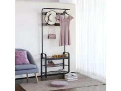 HASERO - Porte-manteaux Style Industriel Couloir - 183x72x33.7 Cm - Assise - Meuble D'entrée -Electroménager Soldes dressing et vestiaire 12447313