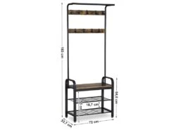 HASERO - Porte-manteaux Style Industriel Couloir - 183x72x33.7 Cm - Assise - Meuble D'entrée -Electroménager Soldes dressing et vestiaire 12447315