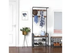 HASERO - Porte-manteaux Style Industriel Couloir - 183x72x33.7 Cm - Assise - Meuble D'entrée -Electroménager Soldes dressing et vestiaire 12447317