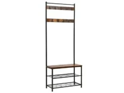 HASER - Porte-manteaux Style Industriel Couloir - 175x70x32 Cm - Assise - Meuble D'entrée