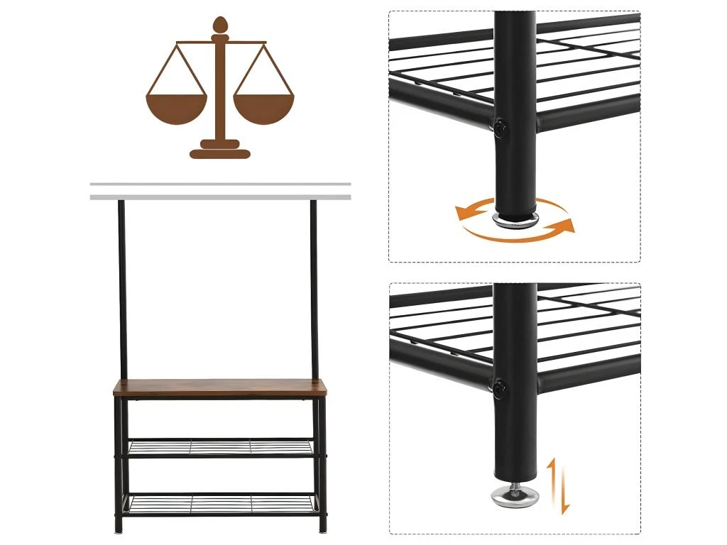 HASER - Porte-manteaux Style Industriel Couloir - 175x70x32 Cm - Assise - Meuble D'entrée 6 HASER - Porte-manteaux Style Industriel Couloir - 175x70x32 Cm - Assise - Meuble D'entrée – Image 4