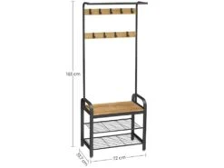 MOREN - Porte-manteaux Avec Banc Style Moderne Couloir - 72x33.7x183 Cm - Meuble D'entrée -Electroménager Soldes dressing et vestiaire 12447333