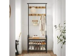 MOREN - Porte-manteaux Avec Banc Style Moderne Couloir - 72x33.7x183 Cm - Meuble D'entrée -Electroménager Soldes dressing et vestiaire 12447337