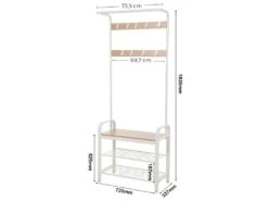 TAUTUS - Porte-manteaux Style Moderne Couloir - 72x33.7x183 Cm - Porte-manteaux Avec Assise -Electroménager Soldes dressing et vestiaire 12447343