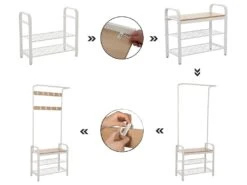 TAUTUS - Porte-manteaux Style Moderne Couloir - 72x33.7x183 Cm - Porte-manteaux Avec Assise -Electroménager Soldes dressing et vestiaire 12447345