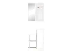 Vestiaire Avec Miroir Et Rangements - Blanc - BAVALO -Electroménager Soldes dressing et vestiaire 12498511