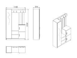 Vestiaire Avec 3 Portes Et 1 Miroir - Blanc Et Naturel - MIROTA -Electroménager Soldes dressing et vestiaire 12508755
