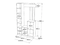 Vestiaire Avec 3 Portes Et 1 Miroir - Blanc Et Naturel - MIROTA -Electroménager Soldes dressing et vestiaire 12508759