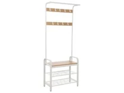 Porte-manteau Avec étagères à Chaussures Et Crochets Amovibles - H183 Cm
