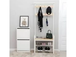Porte-manteau Avec étagères à Chaussures Et Crochets Amovibles - H183 Cm -Electroménager Soldes dressing et vestiaire 12561789