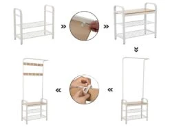 Porte-manteau Avec étagères à Chaussures Et Crochets Amovibles - H183 Cm -Electroménager Soldes dressing et vestiaire 12561797
