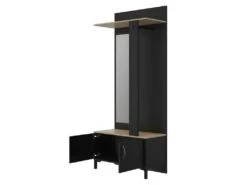 Meuble D'entrée 2 Portes - Made In France - Décor Chene Sonoma Et Noir - L 81 X H 190 X P 37 Cm - STORE -Electroménager Soldes dressing et vestiaire 12990139